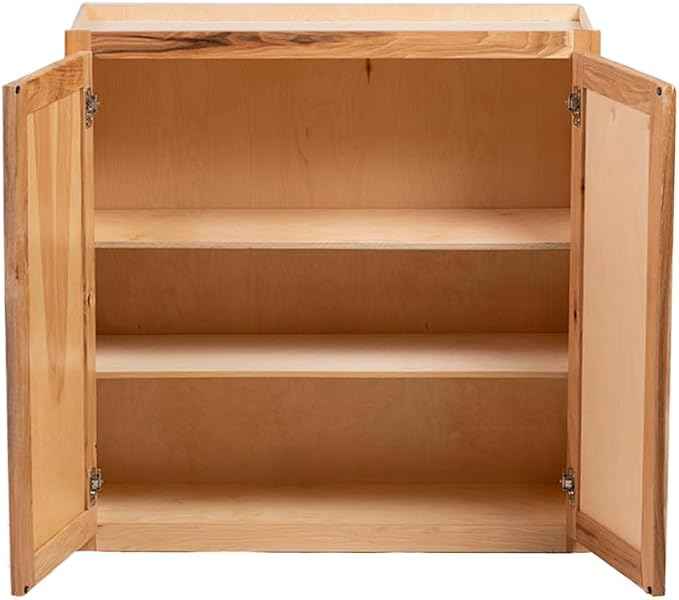Quicklock RTA (Ready-to-Assemble) 42" Tall Wall Kitchen Cabinets - Shaker Style | 100% Hardwood | Made in America | Soft Close Hardware (12" D x 33" W x 42" H, Rustic Hickory)