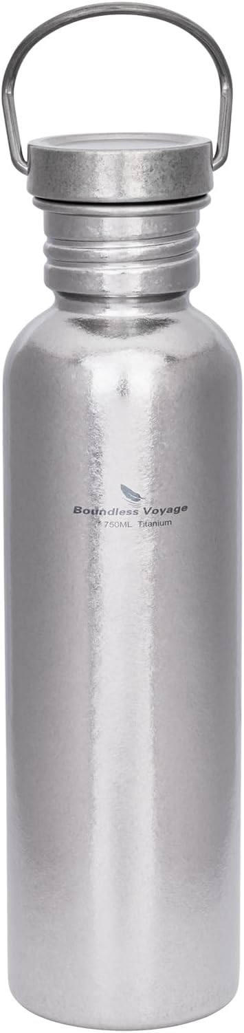 Boundless Voyage Titanium Water Bottle with Lid Wide Mouth Leak-Proof Reusable Sport Drinking Bottle for Camping Hiking Picnic Climbing Running Tea Coffee (750ml-glossy)