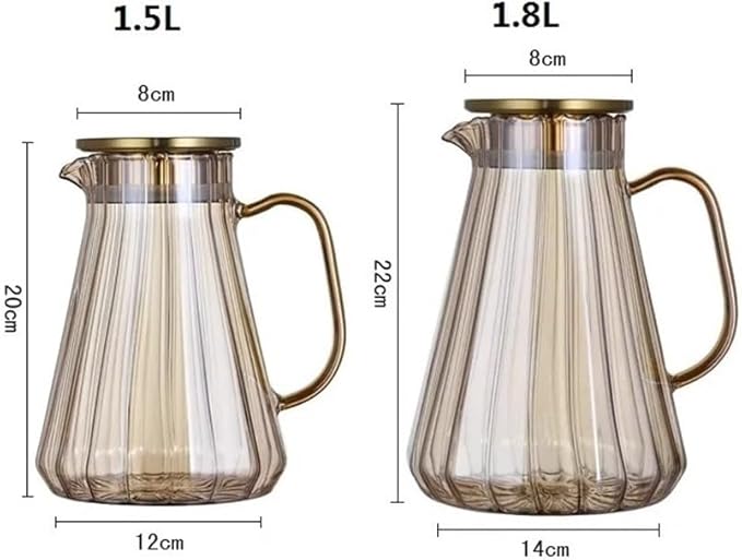 GLigeT Iced Tea Pitcher Household Large Capacity Glass Water Kettle, Creative Drinkware Pitcher for Cold Water, Juice, Milk, Coffee, Tea Pot, 1.5L Or 1.8L Water Jug(Medium)