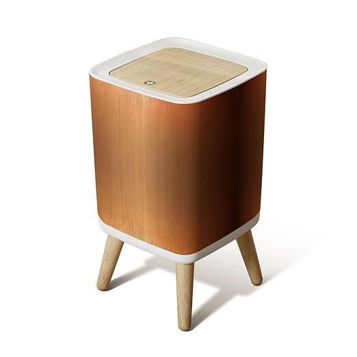 Small Trash Can with Lid Bronze Copper Metal foil Abstract Modern Wastebasket with Press Cover Dog Proof Garbage Can Waste Bin for Kitchen Bathroom Nursery 2.6 Gallon