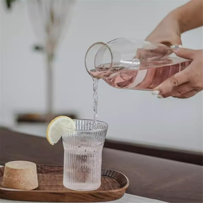GLigeT Iced Tea Pitcher Borosilicate Water Pitcher Cold Brewed Tea Glass Bottle with Cork Jar Fruit Wine Storage Container 800ml/1200ml Water Jug(800ml)