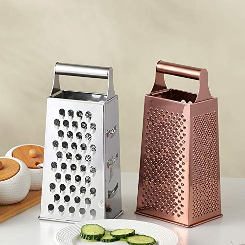 4 Sides Box Grater For Kitchen,Stainless Steel Cheese Grater With Handle,Multi-Function Vegetable Slicer Food Shredder For Chees,Ginger,Vegetables,Dishwasher Safe, Silver