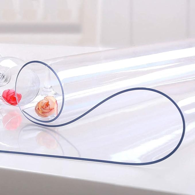 NECAUX Custom Multi-Size 1.5mm Thick Clear PVC Table Cover Protector - 42 x 80 Inch Eco Plastic Vinyl Rectangle Desk Office Top Pad Cover Glass Wood Dining Coffee End Tabletop Protective Pad