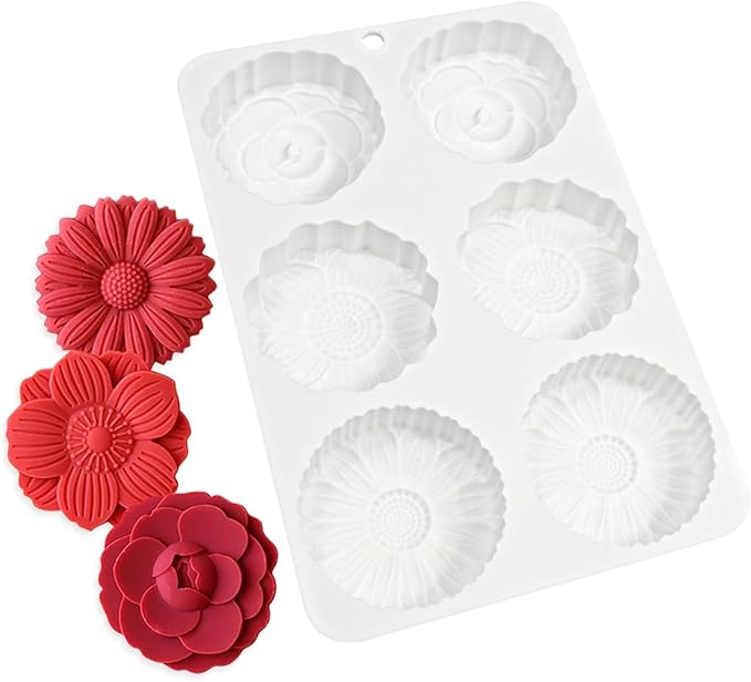 mostsom 6 Flower Silicone Cake Mold Handmake DIY Bread Mould Silicone Moulds For Cake Mooncake Mold Cake Tools