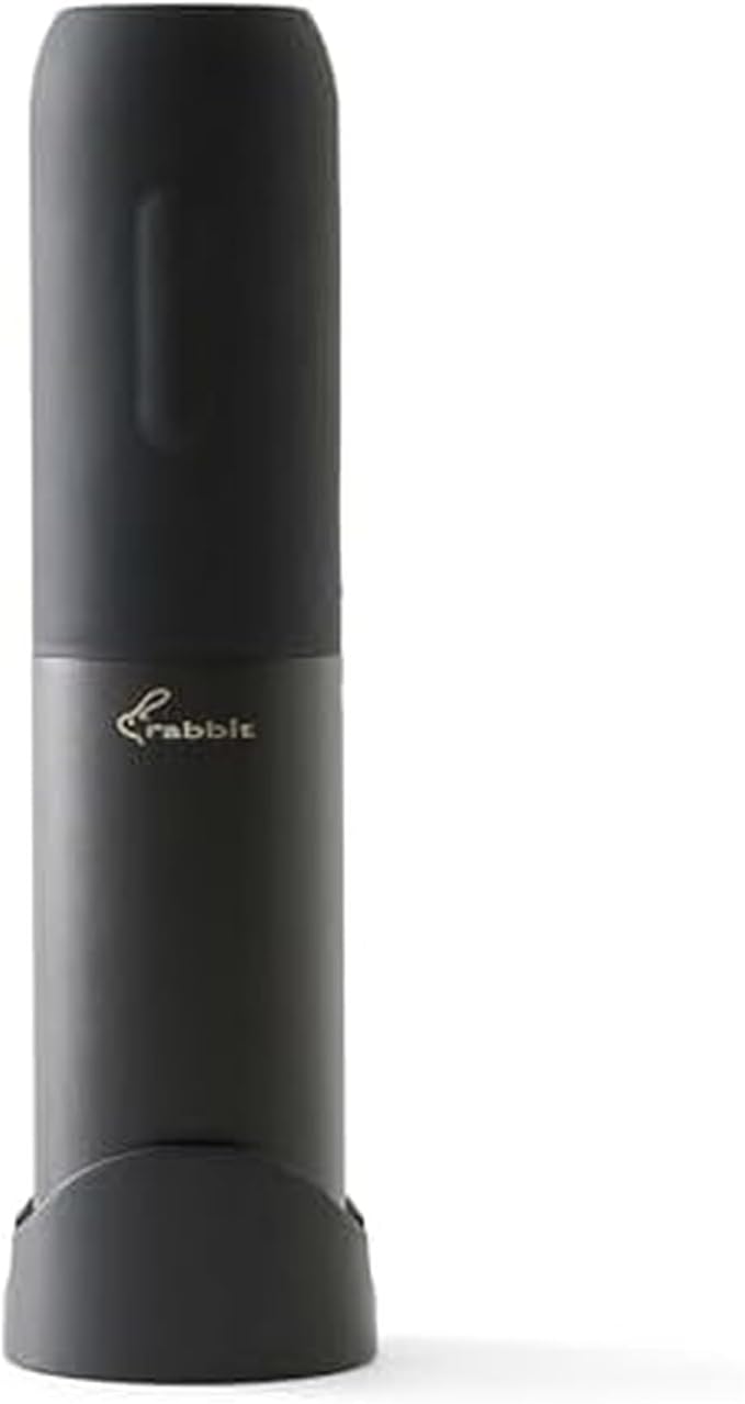 Rabbit Electric Corkscrew Wine Opener - Push Button Automatic Bottle Opener, Compact Design, Opens Bottles Quietly, Stores Vertically or Horizontally, Black