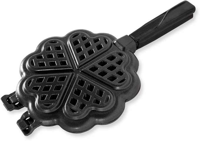 Nordic Ware 01705 Sweetheart Waffler, Cast-Aluminium Pan, Heart Shaped, Mini Waffle Maker, Black Five 3.5 inch cavities