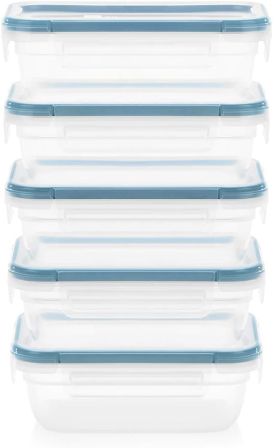 Snapware Plastic Total Solutions (5-Pack, 3 Cup) Food Storage Containers Set, Airtight & Leakproof Plastic Locking BPA-Free Lids Tupperware, Freezer Dishwasher Microwave Safe