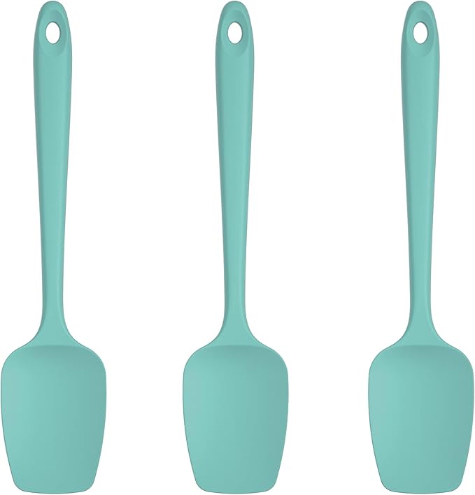 U-Taste Silicone Spoon Spatula Set, 600ºF High Heat Resistant Food Grade Flexible Rubber Scraper, Cooking Mixing Baking Kitchen Utensils Set of 3 (Aqua Sky)