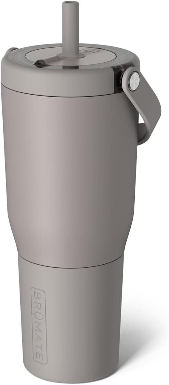 BrüMate Resa 35oz 100% Leakproof Travel Tumbler with Handle & Straw | Flexible SoftSip Straw | Silicone Sleeve for Durability | Stainless Steel | Cup Holder & Travel Friendly Water Bottle | (Mocha)