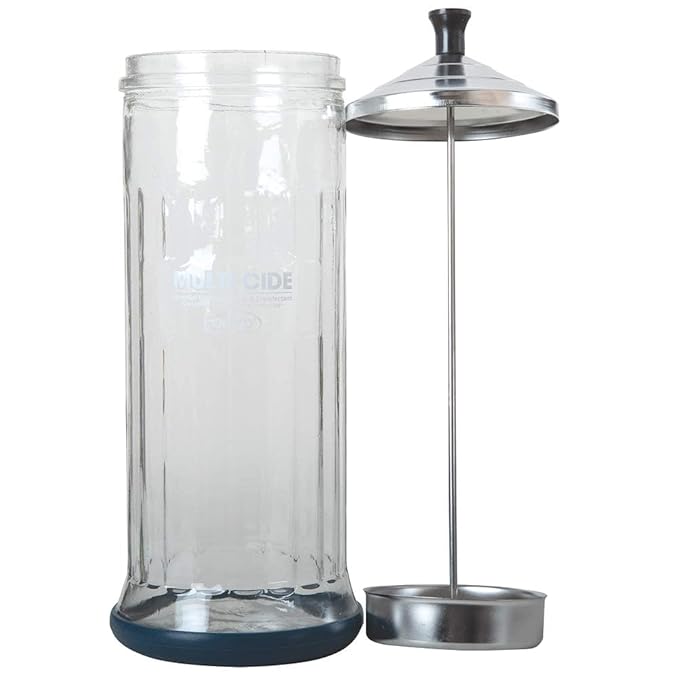 ForPro Multi-Cide Tall Glass Jar, for All Hairstyling Tools Including Brushes, Combs & Shears, 37 oz (Pack of 12)