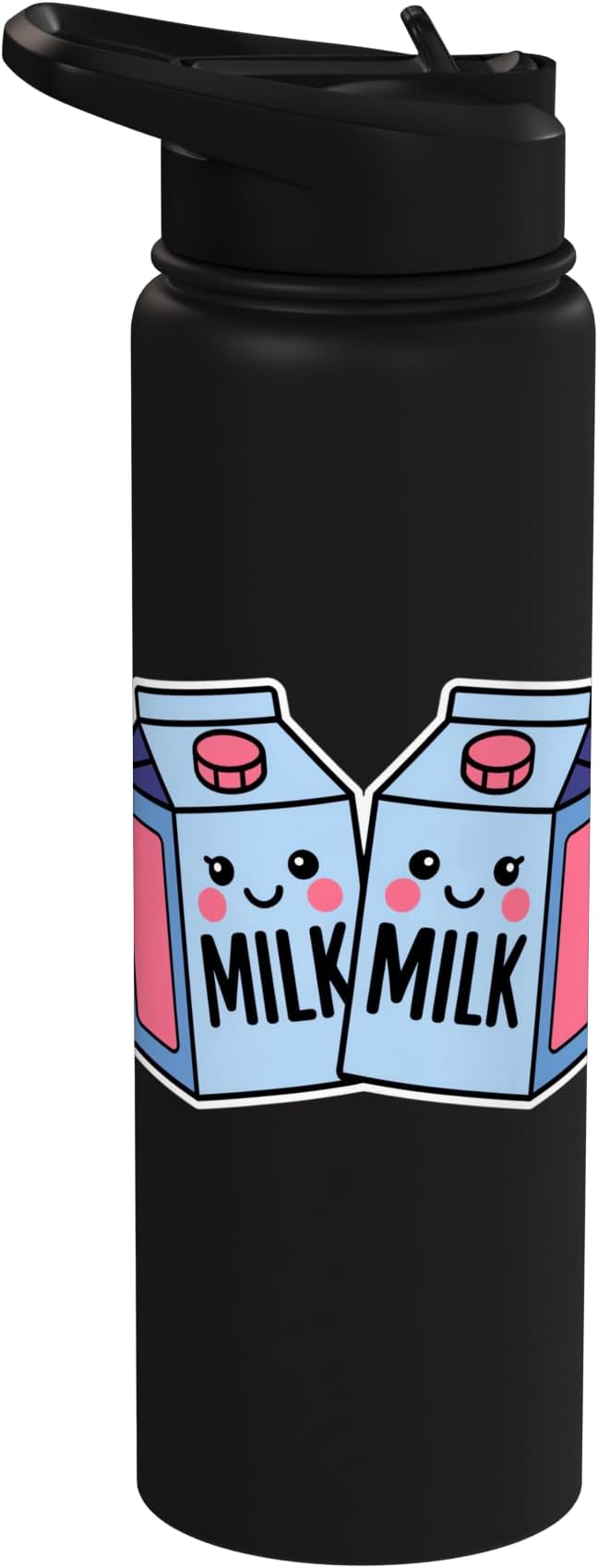 Milk Carton Kawaii Cute Smiling Milk Stainless Steel Insulated Water Bottle