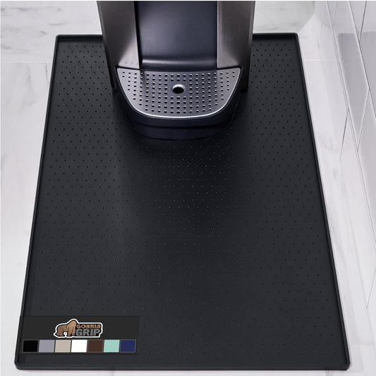 GORILLA GRIP Silicone Coffee Mat, 15x23, Espresso Drink Bar Station Accessories, Use Under Machine, Waterproof Heat Resistant Multi-Use Dish Drying Mats, Stays in Place, Kitchen Home Decor, Black