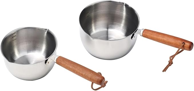 1Pc Stainless Steel Hot Oil Pan Hot Sauce Small Pot Cooking Butter Melting Pot, For Brewing Coffee, Warming Gravy, Melting Butter Or Chocolate, Heating Sauces, Silver(500ml)