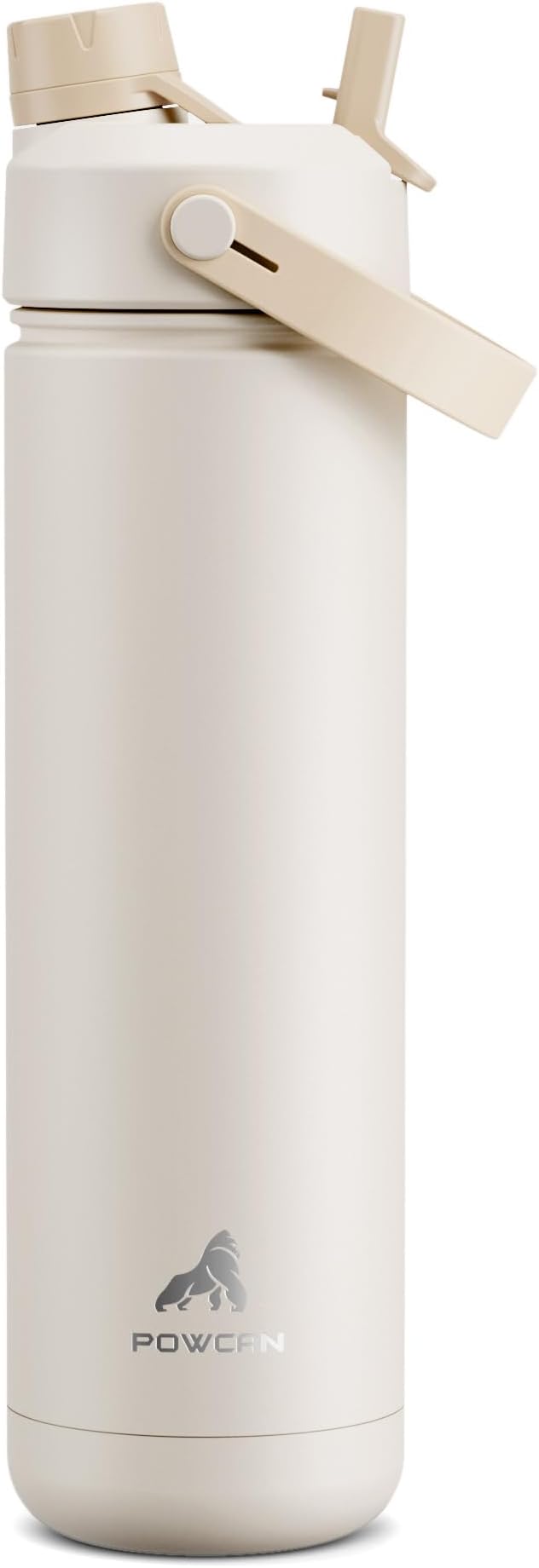 POWCAN 26 oz Insulated Water Bottle with 2-in-1 Straw and Spout Lid, Keep Cold 24H, Leak-Proof, Fits in Car Cup Holder, Stainless Steel Water Bottle for Sports, Gym, Travel, and School (Mousse)