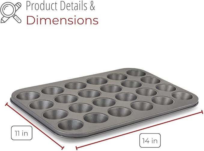 husMait Premium Quality Mini-Muffin Pan, Baking Sheet, and Cooling Rack. For Baking Mini Cupcakes, Muffins, Bite Size Tarts, Cookies. Non-Stick, Dishwasher Safe, Oven Safe (Muffin Pan)