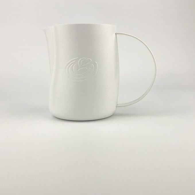 Barista Swag Curved Body Coffee Milk Frothing Cup for Espresso Machines Latte Art 500ml Steaming Pitchers (Teflon White)