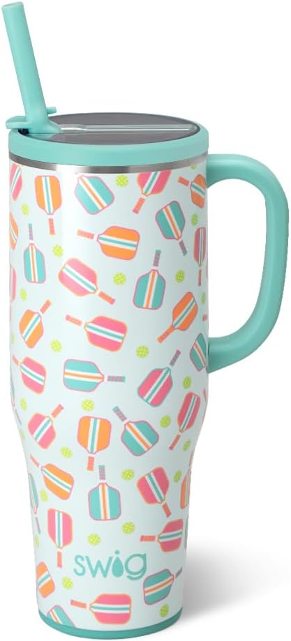 Swig Life 40oz Leak Proof Mega Mug, 40oz Leak Proof Tumbler with Handle and Straw, Extra Large Insulated Tumblers, Cup Holder Friendly Travel Mug, Reusable Leakproof Water Bottle (Rally Ready)