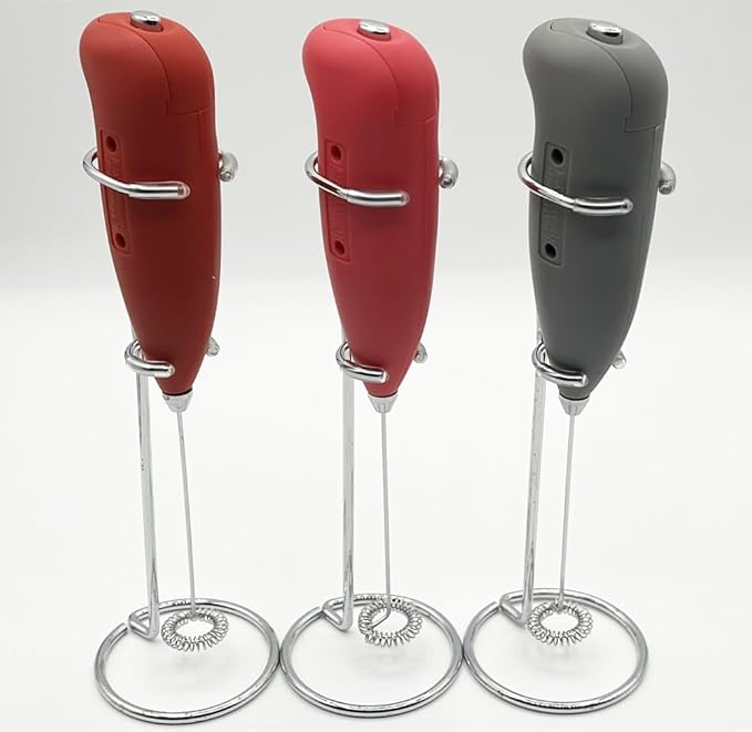 Primula Hanheld Electric Milk Frother with Stand, Foam Maker, Stainless Whisk, Drink Mixer, for Cappuccino, Latte, Macchiato, Matcha, Multi-Color Gift Set