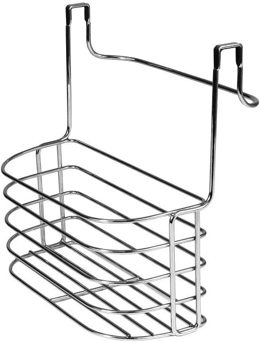 Spectrum Duo Over Cabinet Towel Holder and Cabinet Basket Medium for Kitchen Towel Under Sink Storage, Durable Steel Over the Cabinet Door Towel Bar Organizer with No Drill Installation, Chrome