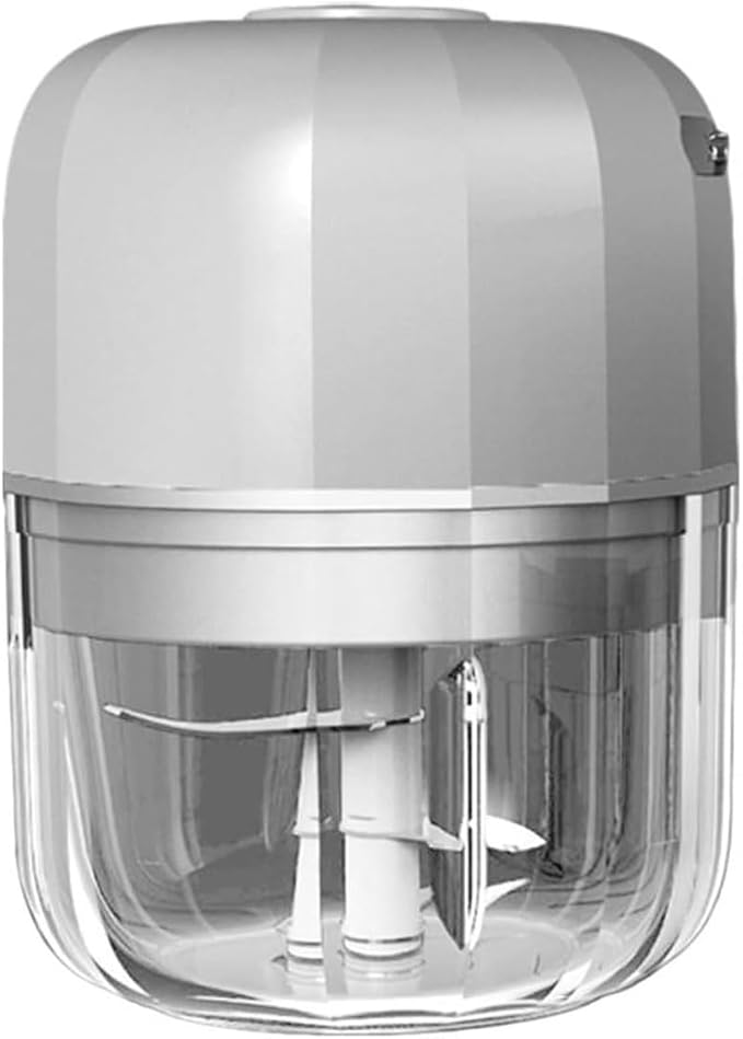Electric Garlic Chopper, 250ML Rechargeable Portable and Cordless Mini Food Processor with Stainless Steel Blade, Electric Garlic Chopper Vegetable Chopper Blender for Nuts Chili Onion Minced (Gray :