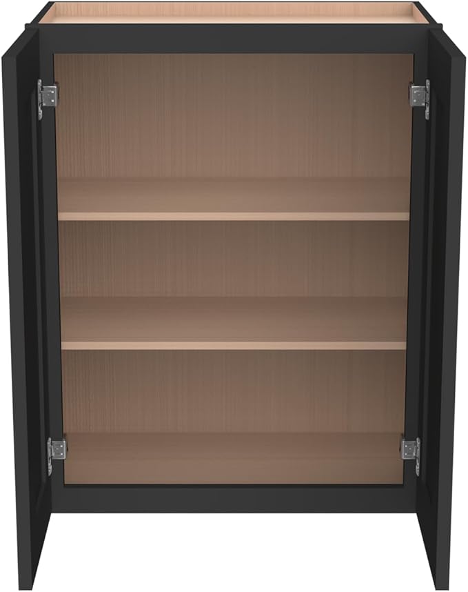 Wall-Mounted Cabinet – Solid Wood Shaker Style Medicine Cabinet with Adjustable Shelves & Soft-Close Doors for Bathroom, Kitchen, and Office Storage (Charcoal Black, 30" W x 12" D x 30" H)