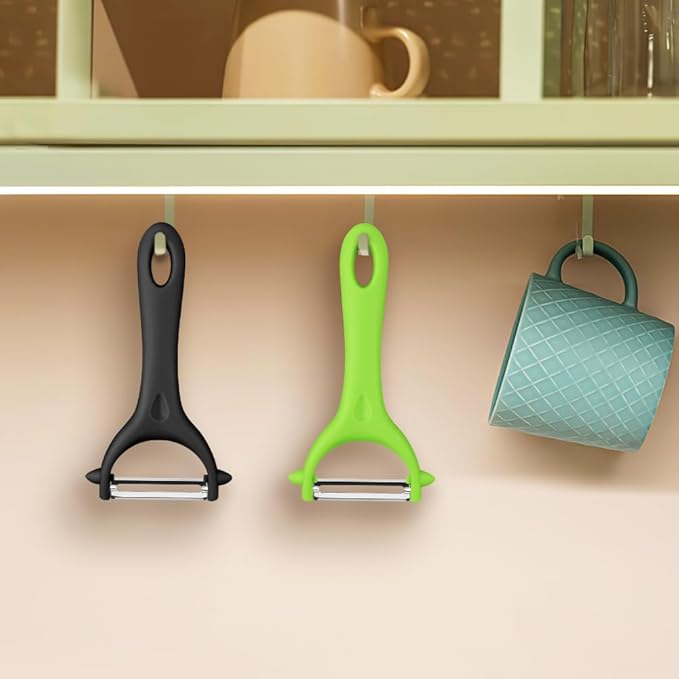 AUAUY 2-Piece Y-Shaped Swivel Vegetable Peeler, Non-Slip Ergonomic Handle, Stainless Steel Blade, Veggie Peeler for Kitchen (Black+Green)