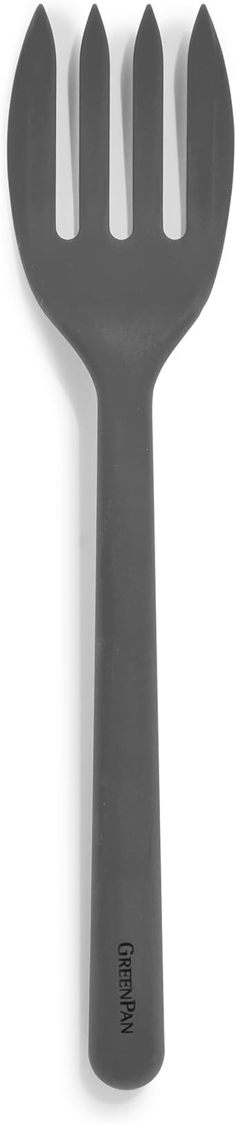 GreenPan Silicone Ultimate Fork, Mixing Stirring Serving, Cooking Kitchen Utensil, Flexible Rubber Nonstick Cookware, Rigid Steel Core, Heat-Resistant, Anti-Slip Handle, BPA-Free Dishwasher Safe, Gray