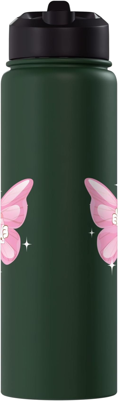 Butterfly Kawaii Strawberry Milk Shake Carton Stainless Steel Insulated Water Bottle