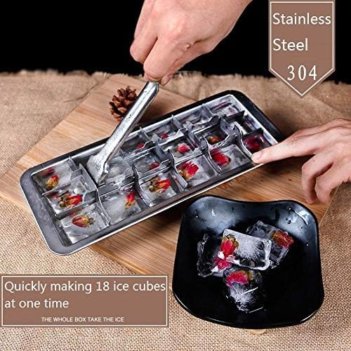 Stainless Steel Ice Cube Maker Tray,Lever Style Ice Cube Mold Quick To Making 18 Ice Cubes