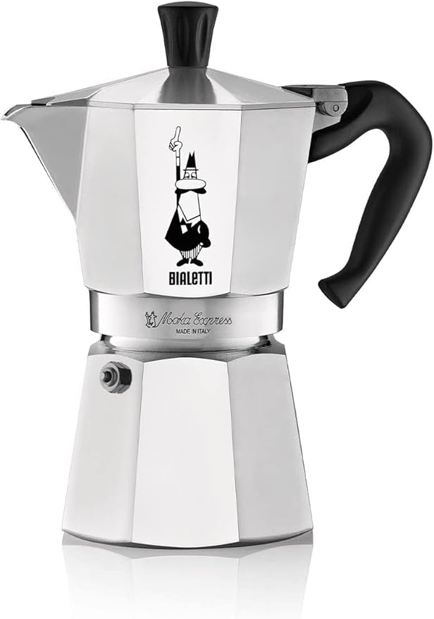 Bialetti Moka Express Iconic Italian Stovetop Espresso Maker (Natural Silver, 6 Cups)
