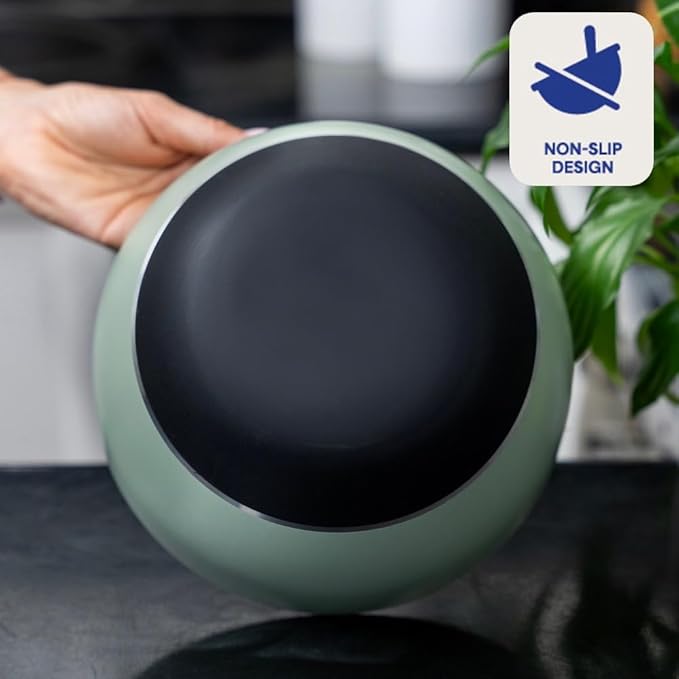 WHYSKO Stainless Steel Mixing Bowls Set of 3 with Non-Slip Silicone Base, Nesting Metal Bowls for Meal Prep, Baking, Cooking & Food Storage, Dishwasher Safe Kitchen Mixing Bowls, Green