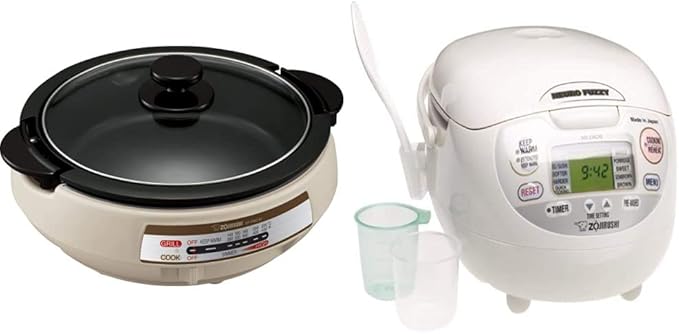 Zojirushi EP-PBC10 Gourmet d'Expert Electric Skillet & NS-ZCC10 Neuro Fuzzy Rice Cooker, 5.5-Cup, White