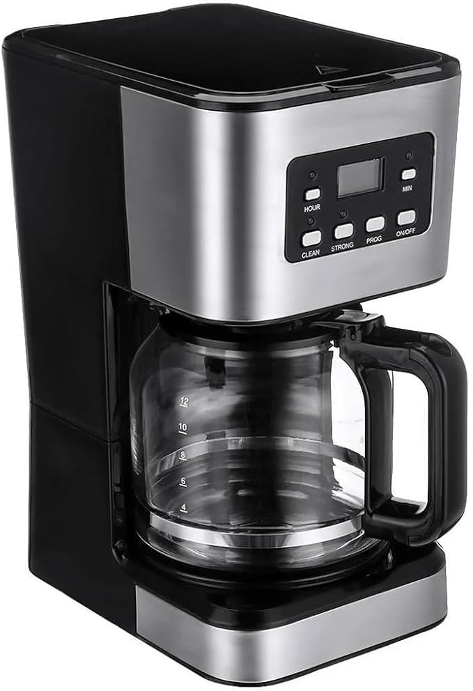950W electric coffee machine 12 cups automatic drip coffee machine with coffee pot 220V automatic insulation function for home office use, WHITE