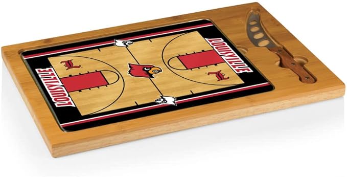 PICNIC TIME NCAA Icon Glass Top Cutting Board & Knife Set, Cheese Boards Charcuterie Boards, Serving Platter, (Parawood & Bamboo)