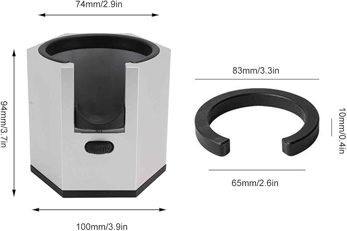 Coffee Portafilter Holder Stand with Adjustable Height Knob and Removable Bracket Cover, Aluminum Alloy Non Slip Base for Restaurants Homes Cafes (Silver)