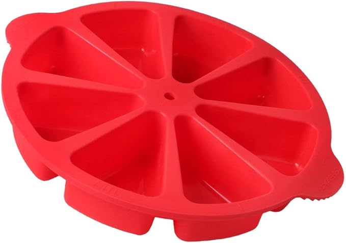 SHEbaking Scone Pan Silicone Triangle Cake Mold for Baking Nonstick Cornbread Pan 8 Cavity Pie Silicone Mold Perfect for Brownies, Muffin, Cupcake, Soap, polenta, or biscuits (Red)
