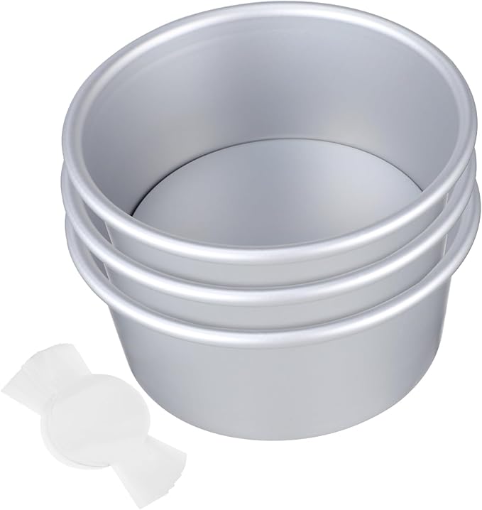 Zerodeko 6-Inch Round Cake Tin Set Parchment Liners Nonstick Baking Molds for Cakes Deep Tins for Baking for Home Bakers and Special Occasions