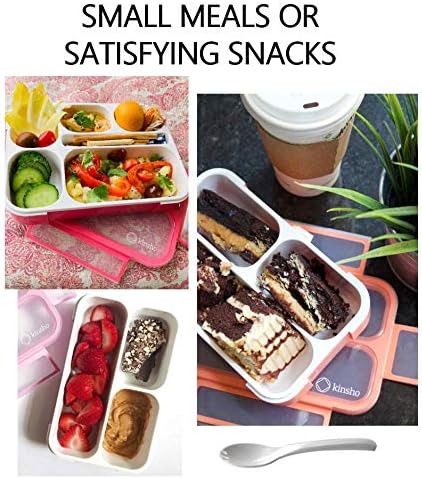 Small Snack Containers for Kids Toddlers - 3 Compartments (Set of 3) - Leak-Proof Boxes with Lids - BPA-Free Plastic Mini Bento Lunch Box - Ideal for School, Daycare, Holds 2 Cups (Pink Coral+Orange)