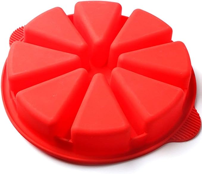 SHEbaking Scone Pan Silicone Triangle Cake Mold for Baking Nonstick Cornbread Pan 8 Cavity Pie Silicone Mold Perfect for Brownies, Muffin, Cupcake, Soap, polenta, or biscuits (Red)