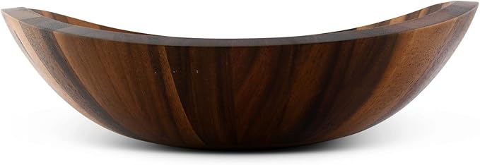 Arthur Court Acacia Wood Salad Serving Bowl for Fruits or Salads - Modern Centerpiece Bowl 11 Inch Diameter 4 inch Tall - Mid Century