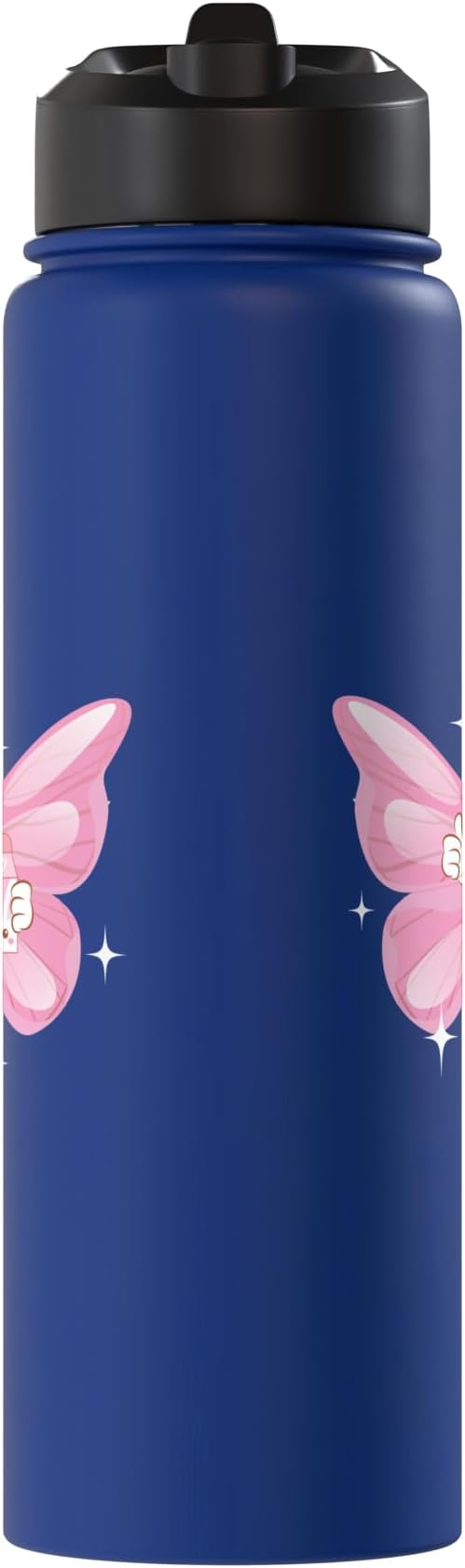 Butterfly Kawaii Strawberry Milk Shake Carton Stainless Steel Insulated Water Bottle