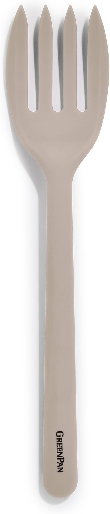 GreenPan Silicone Ultimate Fork, Mixing Stirring Serving, Cooking Kitchen Utensil, Flexible Rubber Nonstick Cookware, Rigid Steel Core, Heat-Resistant, Anti-Slip Handle BPA-Free Dishwasher Safe, Taupe