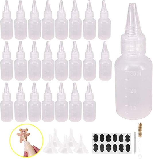 24 Pack 1-Ounce Plastic Squeeze Bottles with Measurement - Cookie Decorating Supplies, Cookie Writer Bottles Food Coloring and Royal Icing Supplies