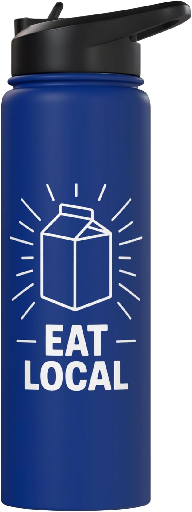 Funny Eat Local Milk Carton Minimalist Saying Stainless Steel Insulated Water Bottle
