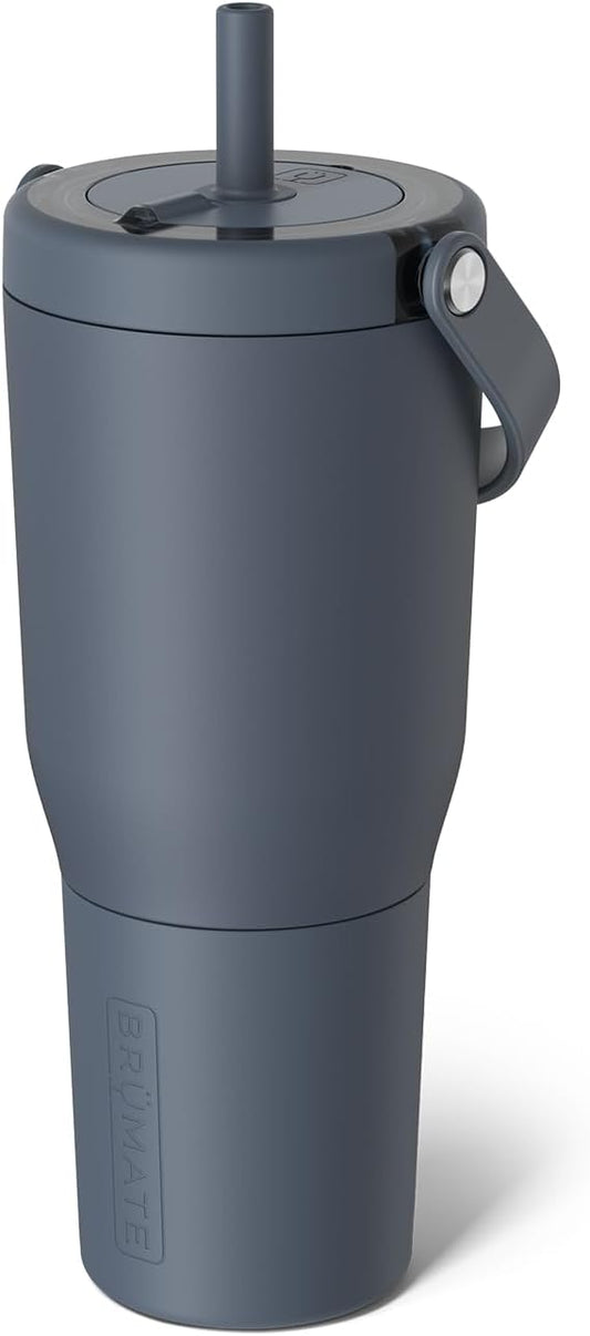 BrüMate Resa 35oz 100% Leakproof Tumbler w/Handle & Straw | Flexible SoftSip Straw | Silicone Sleeve for Durability | Stainless Steel | Cup Holder & Travel Friendly Water Bottle (Nightfall Blue)
