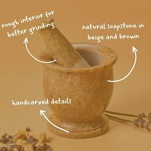 Mini Mortar Pestle Set, Kitchen Tools, Kitchen Countertop Decor, Grinding, Crushing, Herbs, Garlic, Nuts, Spices, Rustic Style, Handcrafted, Made from Soapstone, Natural Beige