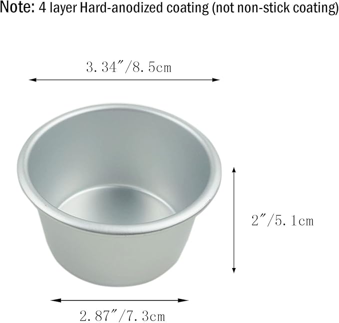 6 Packs Popover Pan， Large Individual Muffin Mold, Aluminium Pudding Cup, Chocolate Molten Mould, Raspberry Souffle Baking Maker, Brownie Tumbler -for Pie, Egg Tart, Cake (Size 3.4"x 2")