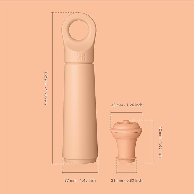 Vacu Vin Wine Saver Loop - Designed and Made in the Netherlands - Vacuum Wine Stopper Keeps Your Wine Fresh for up to 10 Days - Reusable, Made with 98% Recycled Material - 1 Pump, 5 Stoppers, Terra