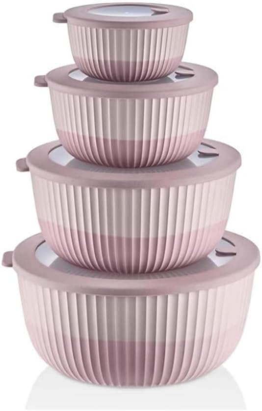 Mixing Bowls with Lids, 8-Piece Airtight Leak-Proof Nesting BPA-Free Bowl Set for Kitchen & Food Storage, Large 4200ml Capacity, Microwave & Dishwasher Safe