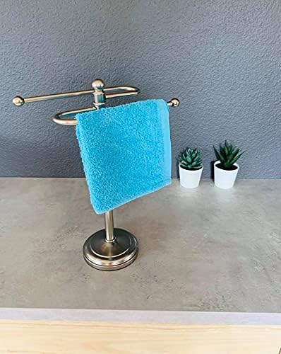 Formosa Design Hardware Freestanding Towel Holder for Bathroom Vanity Countertop (Brushed Nickel)